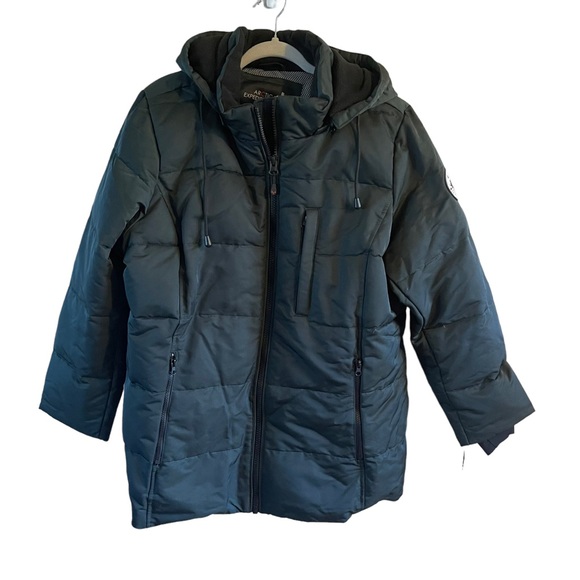 NWT ARTIC EXPEDITION WINTER COAT dark green down size 1X removable hood - Picture 4 of 16